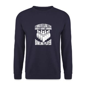 Bowling Kegeln Bowler Kegelverein Bowlingverein - Unisex Pullover - Navy - Vorne - Alina (178cm) & Michal (187cm)