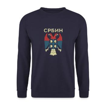Kroate Kroatien Herkunft Urlaub Balkan Spruch - Unisex Pullover - Navy - Vorne - Alina (178cm) & Michal (187cm)