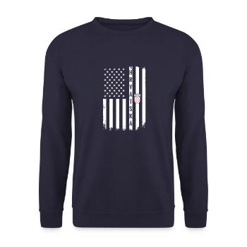 Balkan Kroatien Urlaub Reise Kroate Spruch - Unisex Pullover - Navy - Vorne - Alina (178cm) & Michal (187cm)