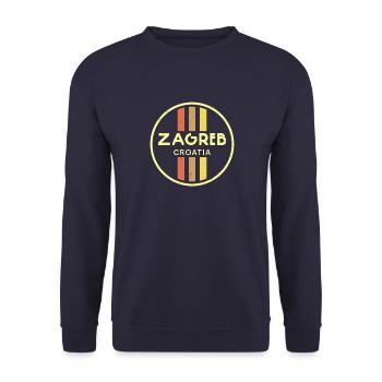 Zagreb Herkunft Spruch Kroatien Balkan Fahne - Unisex Pullover - Navy - Vorne - Alina (178cm) & Michal (187cm)