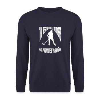 Hockey Feldhockey Hockeyspieler Geschenk Unihockey - Unisex Pullover - Navy - Vorne - Alina (178cm) & Michal (187cm)