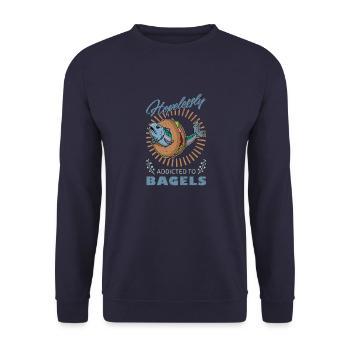 Jewish cuisine Salmon Bagel Israel Kosher - Unisex Sweatshirt - navy - Front - Alina (178cm) & Michal (187cm)