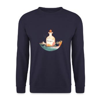 Flacon de parfum « Unique » dans un paysage magnifique - Sweat-shirt Unisexe - marine - Devant - Alina (178cm) & Michal (187cm)