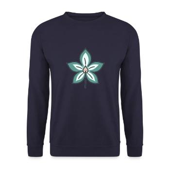 Jasmin Flower Cartoon Style Menthe Shades - Sweat-shirt Unisexe - marine - Devant - Alina (178cm) & Michal (187cm)