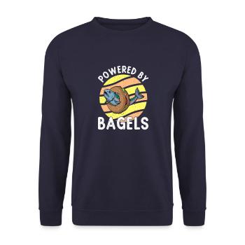 Saumon de culture juive sur Bagel Israël Food - Sweat-shirt Unisexe - marine - Devant - Alina (178cm) & Michal (187cm)