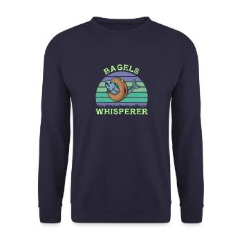 Kosher Salmon on Bagel Saying Israel Food - Unisex Sweatshirt - navy - Front - Alina (178cm) & Michal (187cm)