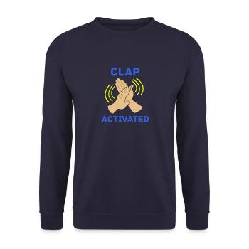 Clap Activated Gag Comedian Funny Prank Joke Cool - Sweat-shirt Unisexe - marine - Devant - Alina (178cm) & Michal (187cm)