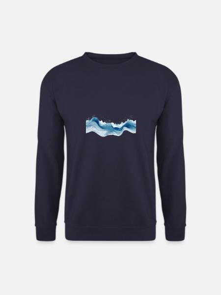 Wellenmotiv im Linienstil - Symphonie in Blautönen - Unisex Pullover - Navy