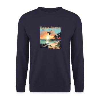 Sommerspaß auf Aruba: Entspannung am Eagle Beach - Unisex Pullover - Navy - Vorne - Alina (178cm) & Michal (187cm)