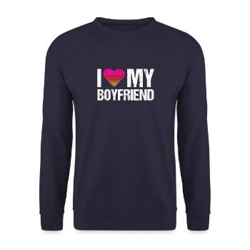 I Love My Boyfriend Heart My Boyfriend Vintage Bf - Unisex Sweatshirt - navy - Front - Alina (178cm) & Michal (187cm)