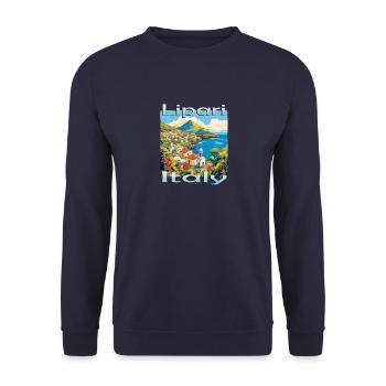 Italy Lipari Sizilien Inspirierendes Design - Unisex Pullover - Navy - Vorne - Alina (178cm) & Michal (187cm)
