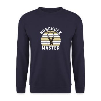 Nunchaku Japan Weapon Japan Training Karate Shurite - Unisex Sweatshirt - navy - Front - Alina (178cm) & Michal (187cm)
