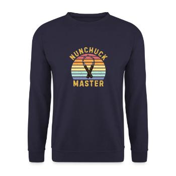 Nunchaku Japan Weapon Japan Training Karate Shurite - Unisex Sweatshirt - navy - Front - Alina (178cm) & Michal (187cm)