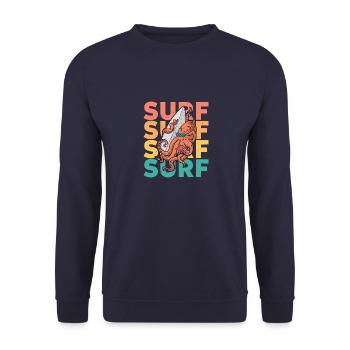Surfing Ozean Surfender Oktopus Sommer Brett - Unisex Pullover - Navy - Vorne - Alina (178cm) & Michal (187cm)