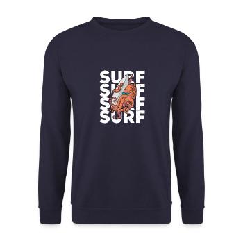 Surfing Ozean Surfender Oktopus Sommer Brett - Unisex Pullover - Navy - Vorne - Alina (178cm) & Michal (187cm)