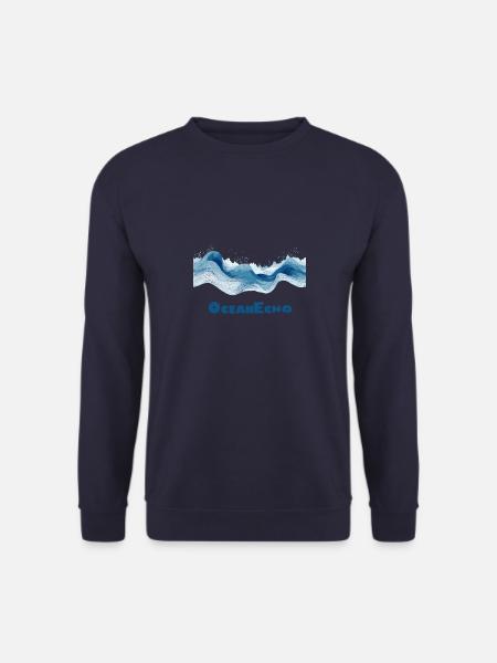 Line Style Wave Motif - OceanEcho - Unisex Sweatshirt - navy