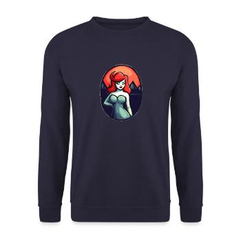 Le soleil rouge du Japon et la dame dans une pose pécheresse - Sweat-shirt Unisexe - marine - Devant - Alina (178cm) & Michal (187cm)