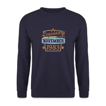 Novembre 1983 Rétro Anniversaire Design Anniversaire - Sweat-shirt Unisexe - marine - Devant - Alina (178cm) & Michal (187cm)