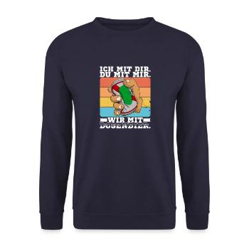 Dosenbier Bier Alkohol Bierdosen Trinker Saufen - Unisex Pullover - Navy - Vorne - Alina (178cm) & Michal (187cm)