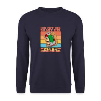 Dosenbier Bier Alkohol Bierdosen Trinker Saufen - Unisex Pullover - Navy - Vorne - Alina (178cm) & Michal (187cm)