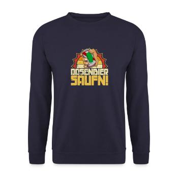 Saufen Bier Trinken Alkohol Dosenbier Bierzelt - Unisex Pullover - Navy - Vorne - Alina (178cm) & Michal (187cm)