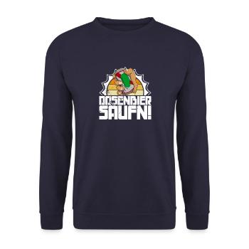 Saufen Bier Trinken Alkohol Dosenbier Bierzelt - Unisex Pullover - Navy - Vorne - Alina (178cm) & Michal (187cm)