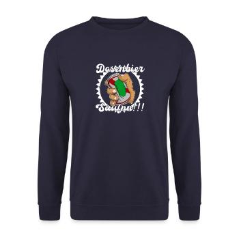 Bier Trinker Saufen Bierdosen Dosenbier Trinker - Unisex Pullover - Navy - Vorne - Alina (178cm) & Michal (187cm)