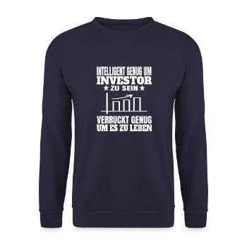 Aktien Geldanlage Börse Aktienkurse Aktienmarkt - Unisex Pullover - Navy - Vorne - Alina (178cm) & Michal (187cm)