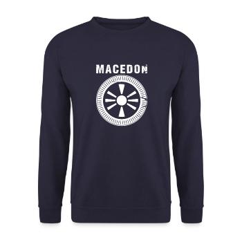 Mazedonsche Flagge Balkan Nationalfarben Skopje - Unisex Pullover - Navy - Vorne - Alina (178cm) & Michal (187cm)