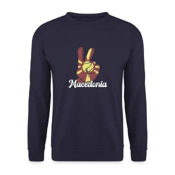 Origine Macédoine Drapeau des Balkans Voyage Vacances - Sweat-shirt Unisexe - marine - Devant - Alina (178cm) & Michal (187cm)