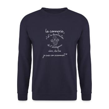 t-shirt humoristique, cadeau homme, femme, humour - Sweat-shirt Unisexe - marine - Devant - Alina (178cm) & Michal (187cm)