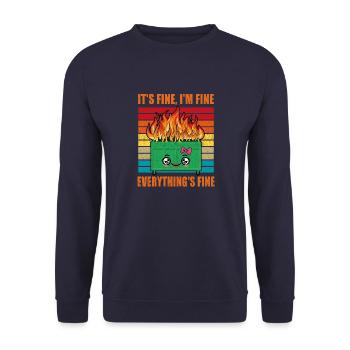 Müllcontainer-Feuer Es ist gut, dass es gut für mich ist - Unisex Pullover - Navy - Vorne - Alina (178cm) & Michal (187cm)