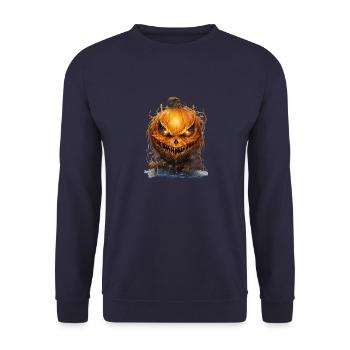 Spooky Pumpkin Halloween - Unisex Sweatshirt - navy - Front - Alina (178cm) & Michal (187cm)