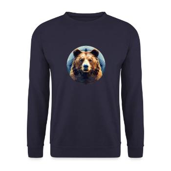 Bear in Polygon Geometry - Unisex Sweatshirt - navy - Front - Alina (178cm) & Michal (187cm)