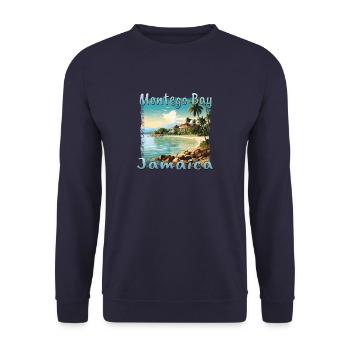 Montego Bay Vibes: Grunge Aesthetic Meets Caribbean - Unisex Sweatshirt - navy - Front - Alina (178cm) & Michal (187cm)