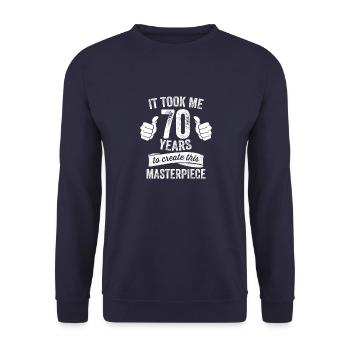 Funny 70 Years Old Joke 70th Birthday Gag Pun Cool - Unisex Sweatshirt - navy - Front - Alina (178cm) & Michal (187cm)
