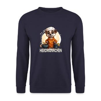 Lustiges Erdmännchen als Koch - Unisex Pullover - Navy - Vorne - Alina (178cm) & Michal (187cm)