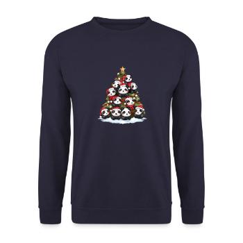Christmas Panda Christmas Tree Fir Tree - Unisex Sweatshirt - navy - Front - Alina (178cm) & Michal (187cm)