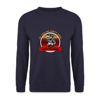 funny T-shirt:"Daddy Dinosaur Funny T-Shirt" - Unisex Sweatshirt - navy - Front - Alina (178cm) & Michal (187cm)