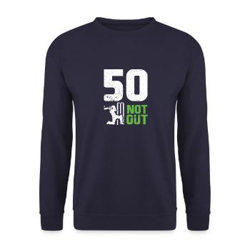 Lustiges Kricket Spruch Vintage Cricket Spiel - Unisex Pullover - Navy - Vorne - Alina (178cm) & Michal (187cm)