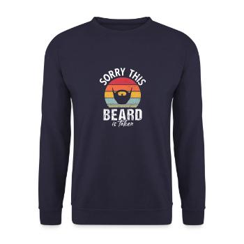 Lustiges Bartige Vintage Bart Schnurrbart Sprüche - Unisex Pullover - Navy - Vorne - Alina (178cm) & Michal (187cm)