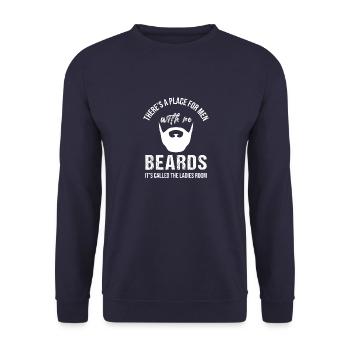 Lustige Bärte Vintage Bart Schnurrbart Sprüche - Unisex Pullover - Navy - Vorne - Alina (178cm) & Michal (187cm)