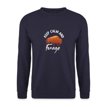 Bison Retro Stiere Büffellove Spruch - Unisex Pullover - Navy - Vorne - Alina (178cm) & Michal (187cm)