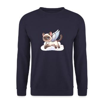 Siamkatze Engel Himmlische Flügel - Unisex Pullover - Navy - Vorne - Alina (178cm) & Michal (187cm)