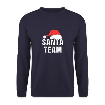 Weihnachten Christmas Vintage Heiligabend Spruch - Unisex Pullover - Navy - Vorne - Alina (178cm) & Michal (187cm)