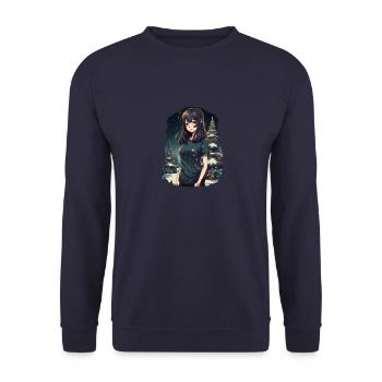 Anime Christmas Design for Christmas - Unisex Sweatshirt - navy - Front - Alina (178cm) & Michal (187cm)