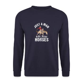 Pferde Horses Pony Stallion Vintage Reiter Spruch - Unisex Pullover - Navy - Vorne - Alina (178cm) & Michal (187cm)