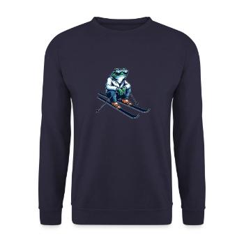 Cool frog skier - Unisex Sweatshirt - navy - Front - Alina (178cm) & Michal (187cm)