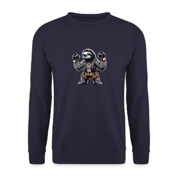 Muay Thai Faultier Thaiboxen und Kickboxen - Unisex Pullover - Navy - Vorne - Alina (178cm) & Michal (187cm)