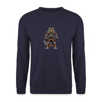 Muay Thai und Thaiboxen Tiger - Unisex Pullover - Navy - Vorne - Alina (178cm) & Michal (187cm)